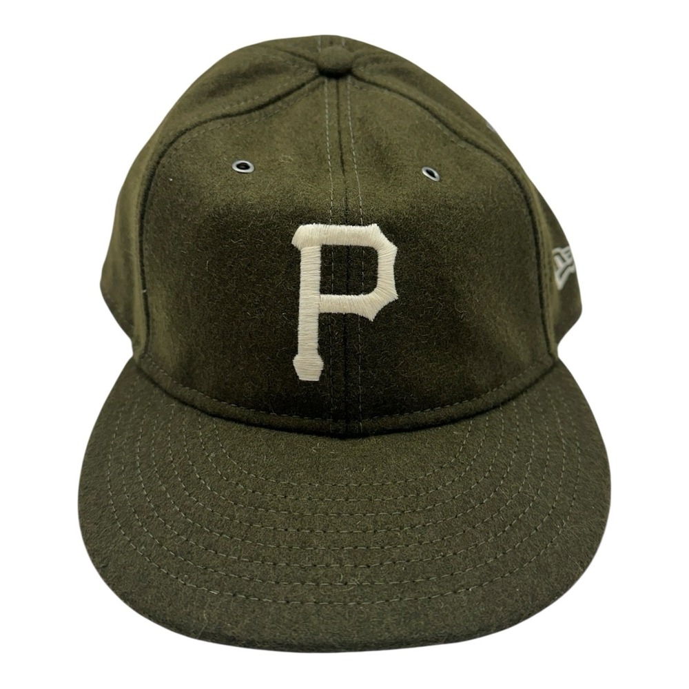New Era 59Fifty Pittsburgh Pirates Hat Sz 8 Olive Green Retro Crown Heritage Fit